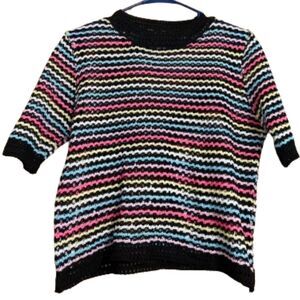 Women’s Multi Knitted Handmade Cropped Sweater Top | Beach Coverup Sz-S/M